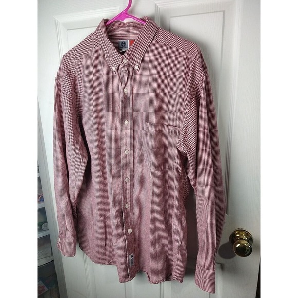 $ Arizona Jean Collared Long Sleeve Red White Gingham Shirt. Size L - Picture 2 of 10